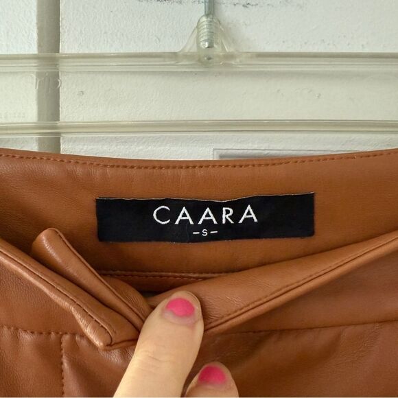 Tan High-Waisted Wide Leg Faux Leather Pants - Picture 8 of 8